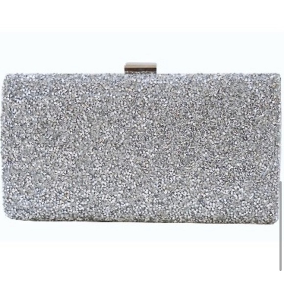 Silver Rhinestone Evening Clutch Bag with short and long strap - Picture 5 of 11
